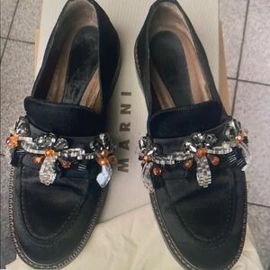 Marni Black Embellished Loafers
